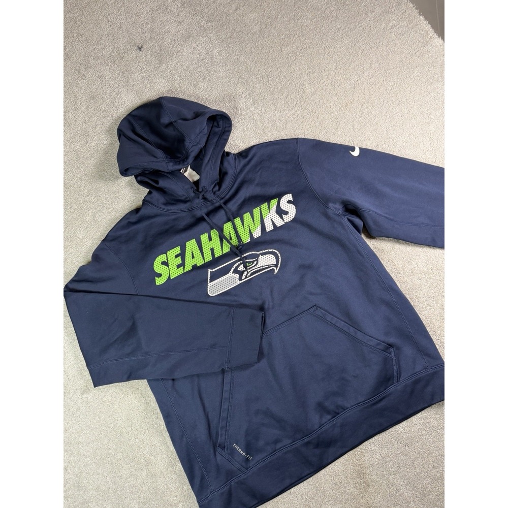 Nike Seattle Seahawks Hoodie Dark Blue, Mens Size M Therma Fit Swoosh Pocket